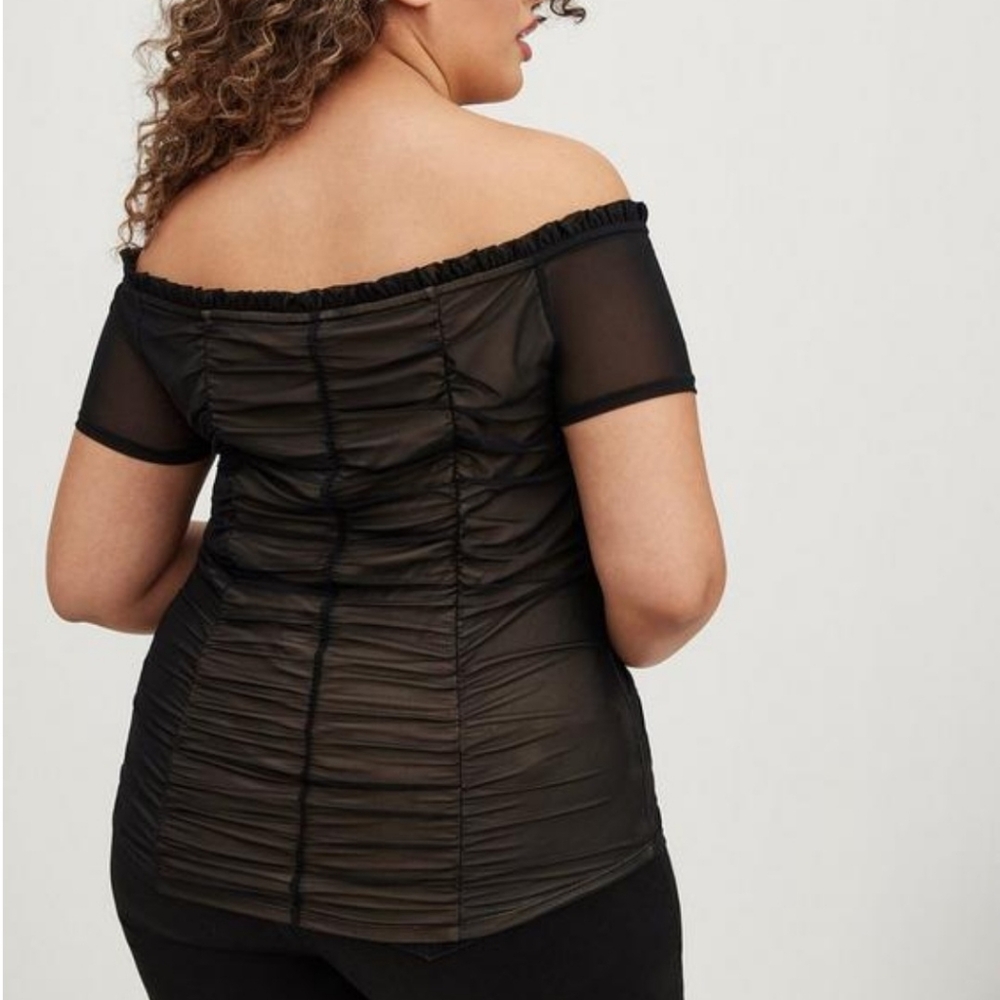 Torrid Off shoulder ruched mesh top